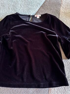 J.Crew Velvet Black Girls Top with Subtle Sheen Size 8
